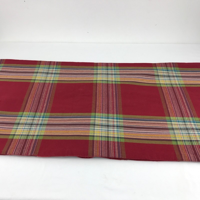 Pottery Barn Red Plaid Table Runner 17 x 102 inches 100% Cotton ~ Lined gallery
