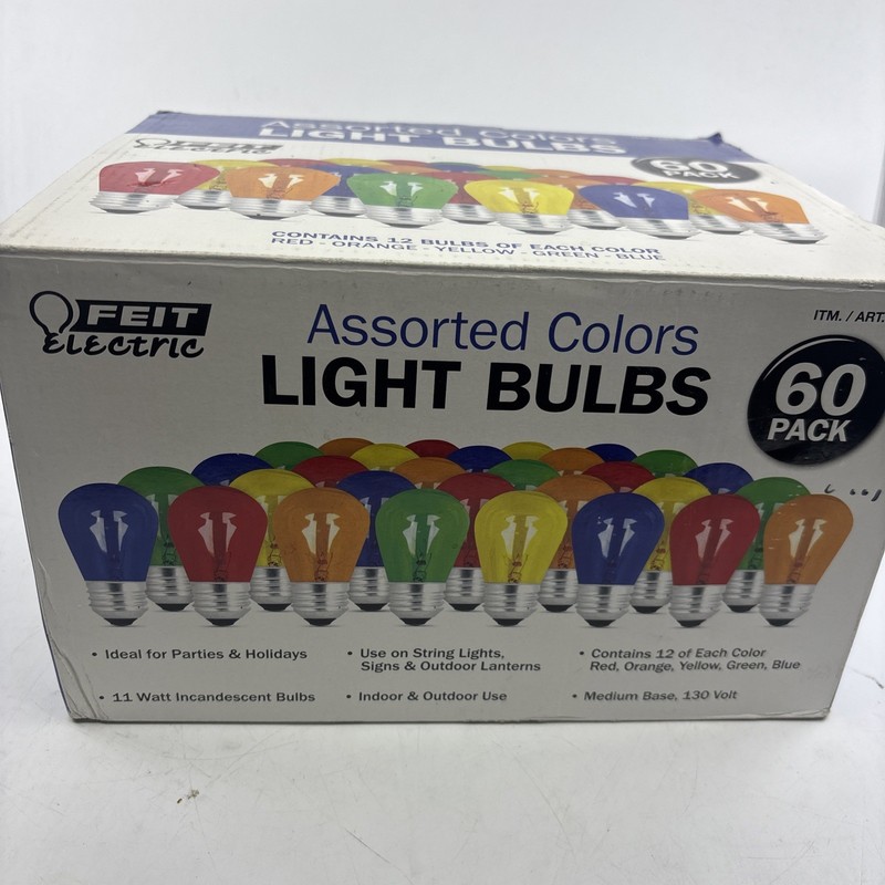 Feit Electric Assorted Colors Light Bulbs 60 Pack – Red, Orange, New in Box gallery