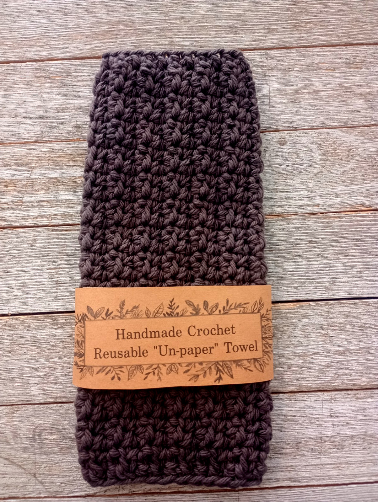 Reusable Crochet Dark Brown Yarn Unpaper Towel Kitchen Cloth Handmade USA gallery
