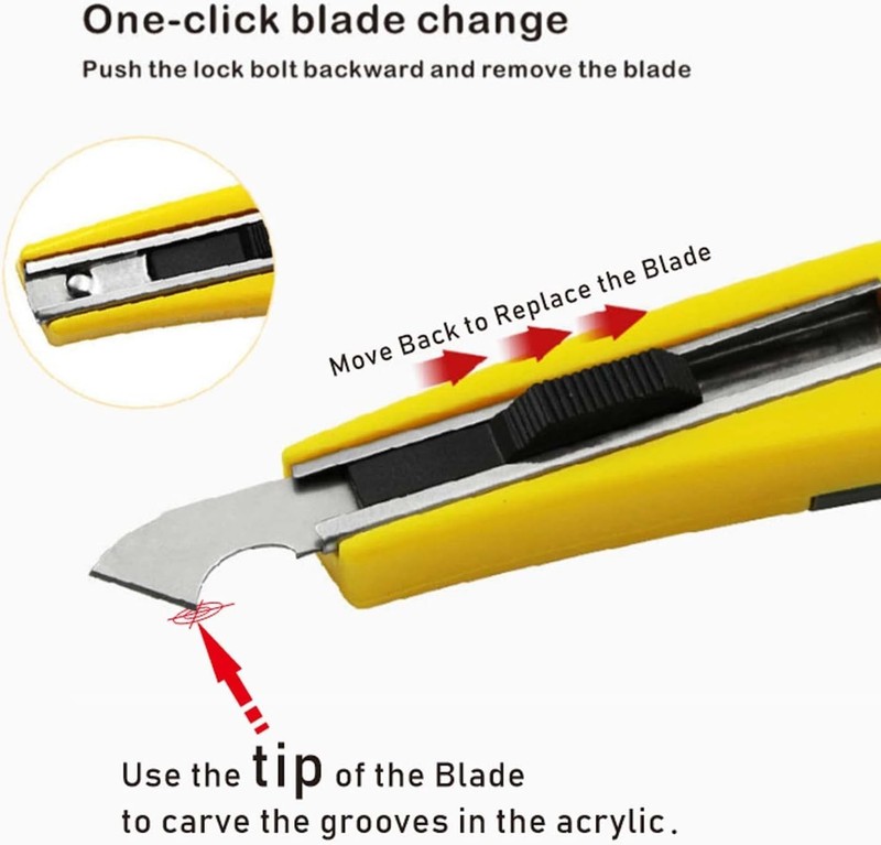 Professional Acrylic Plexiglass Sheet Cutter Scoring Knife Tool,With a Curved Ha gallery