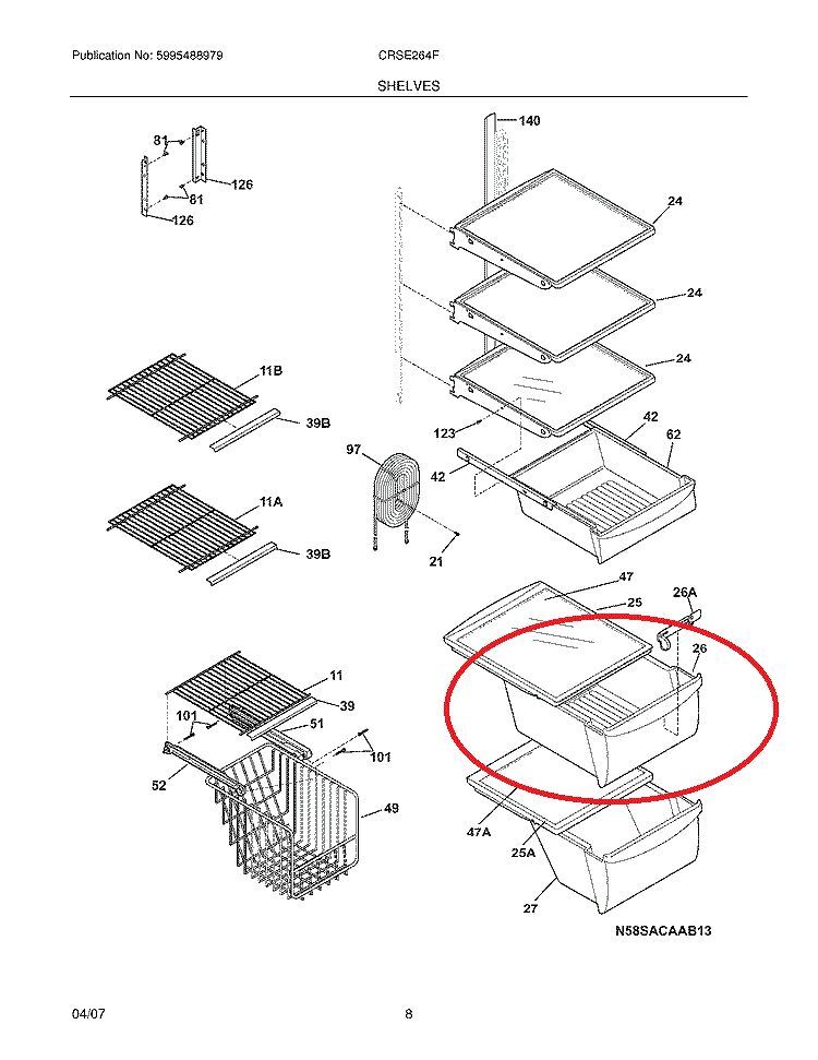 UPPER Crisper Pan Compatible with Frigidaire 2534438240B FRS26KF6EMB FRS26FCDB3 gallery