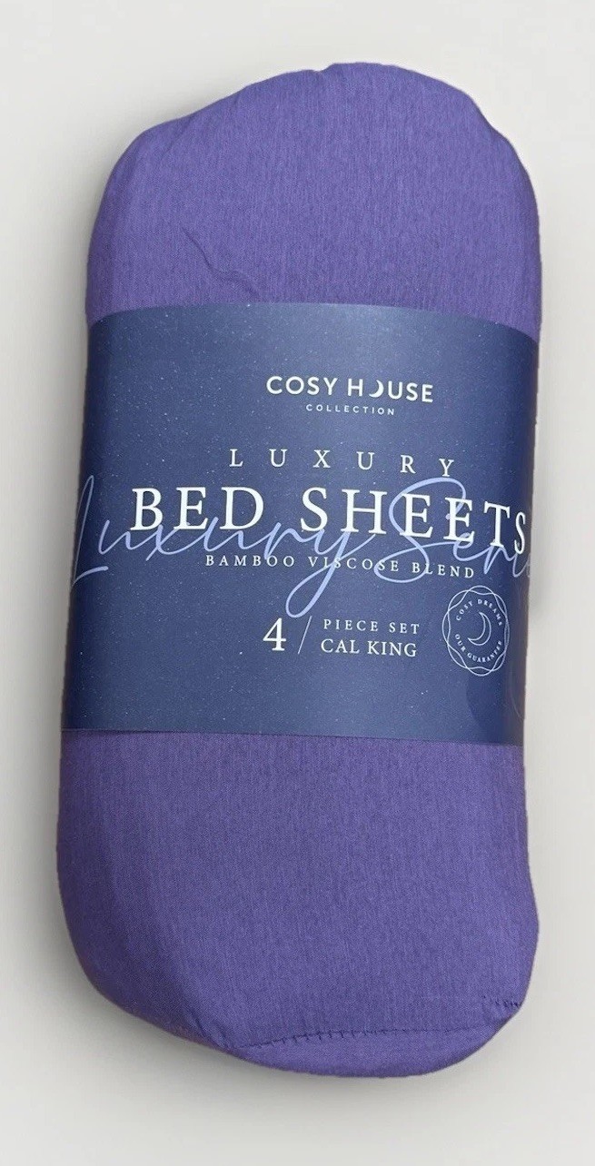 Cosy House Collection Bed Sheets Bamboo Viscose 4-Piece CAL KING - PURPLE gallery
