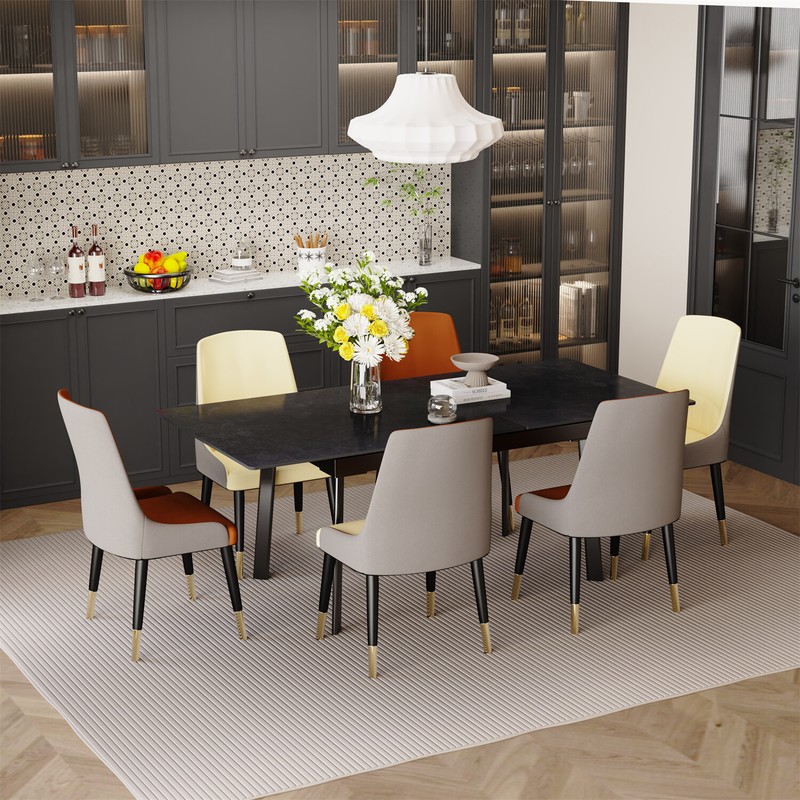 FATIVO Kitchen Extendable Dining Table Stretchable 130-160cm Marble Leaf Table gallery