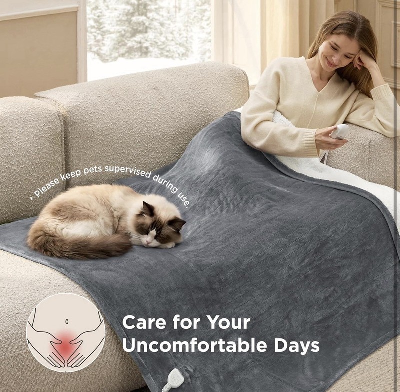 Bedsure Heated Throw Electric Blanket Gray Intertek Certified Digital NEW SEALED gallery