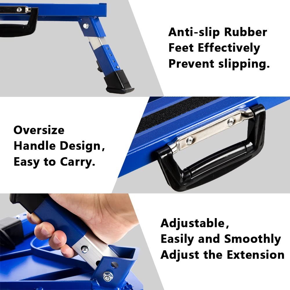 Aluminum RV Folding Step Stool Adjustable NonSlip 1000lb for Camper Blue gallery