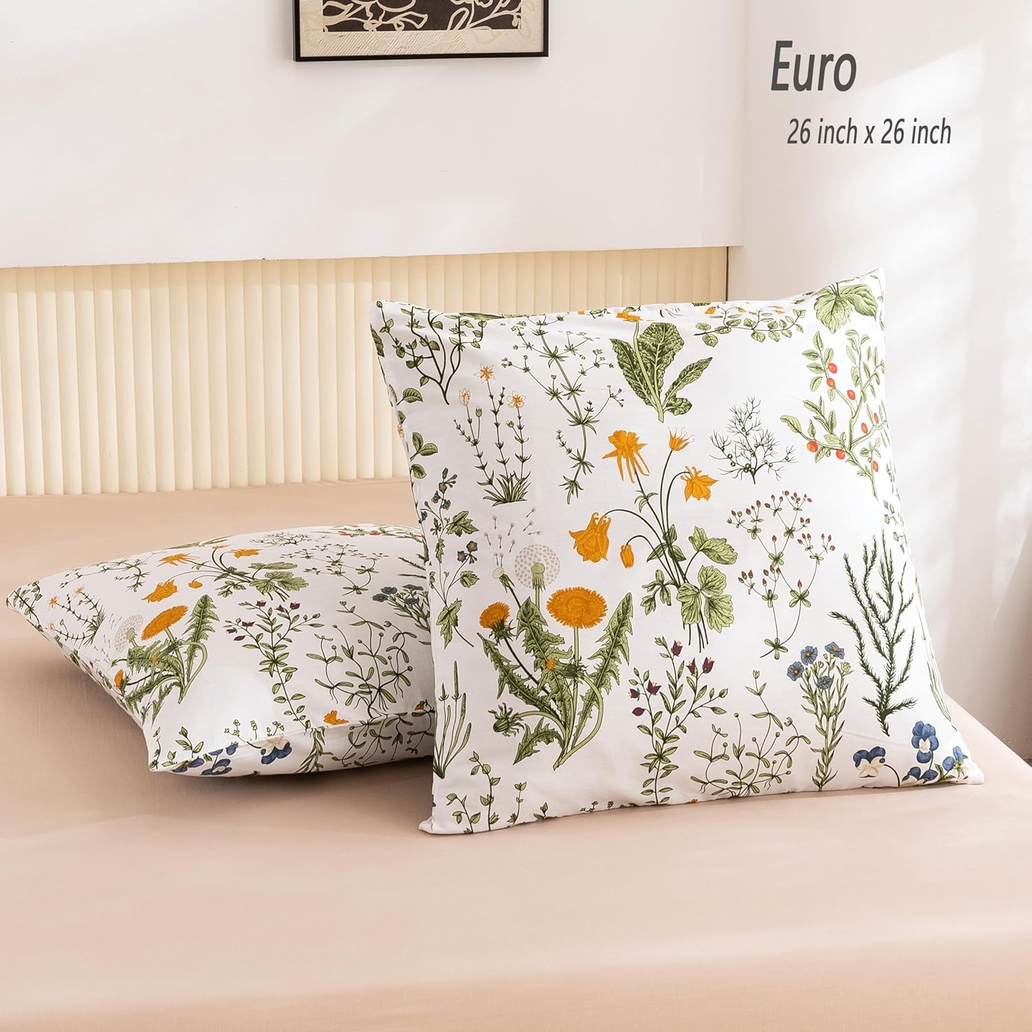 2-piece pillowcase set, European size, flower leaf pattern (26 in × 26 in gallery