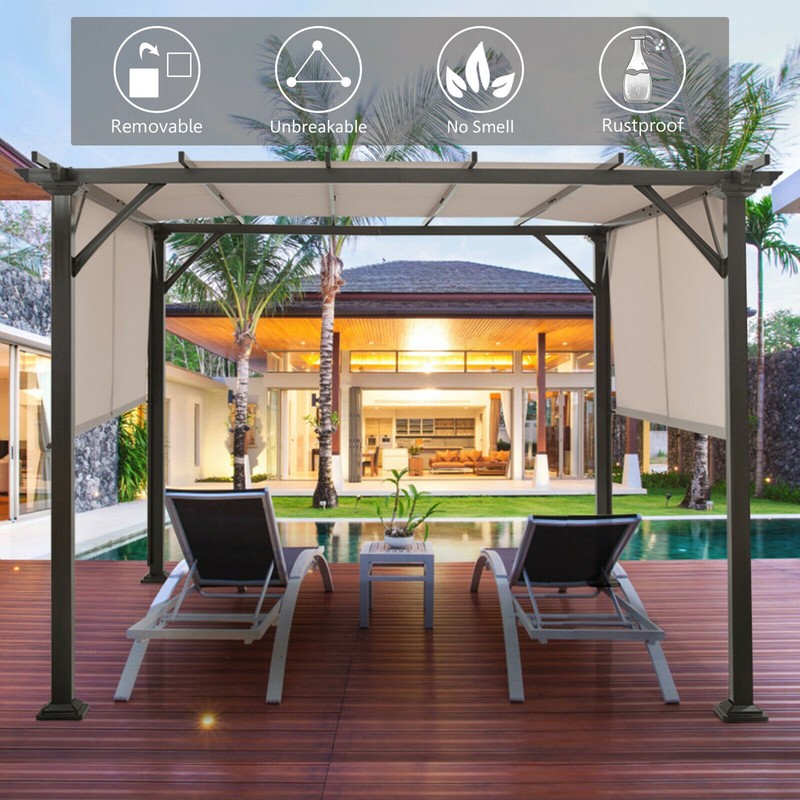 2PCS 16x4 Ft Universal Replacement Canopy for Pergola Structure Sun Awning Beige gallery