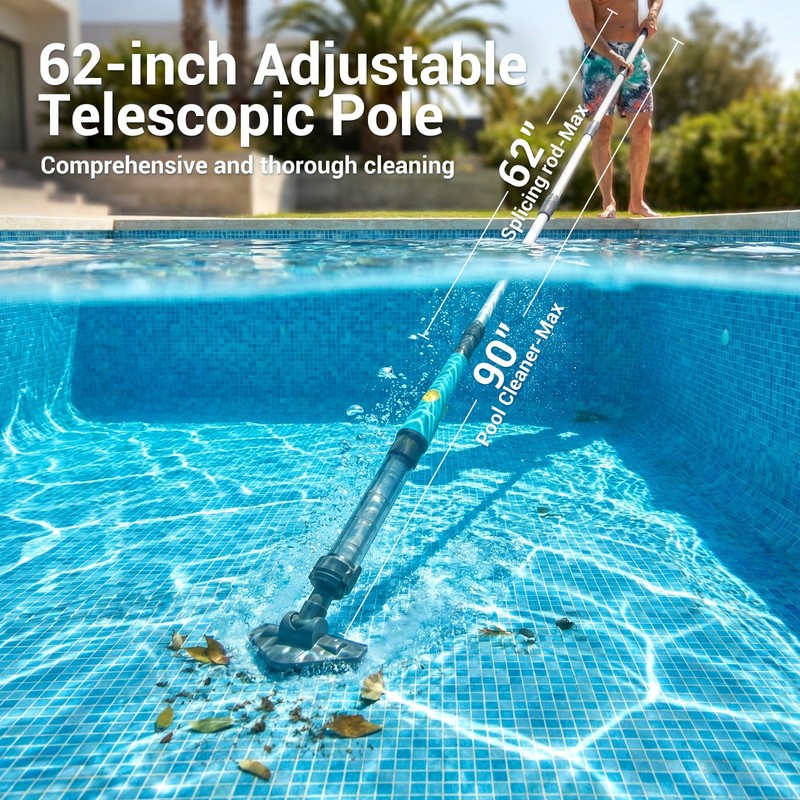 Rechargeable Cordless Pool Vacuum Handheld Underwater Cleaner with Pole Green gallery