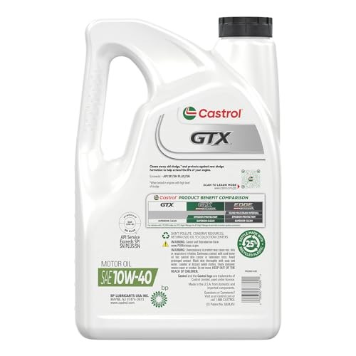 Castrol GTX 10W-40 Conventional Motor Oil, 5 Quarts 5 Quarts, Amber gallery