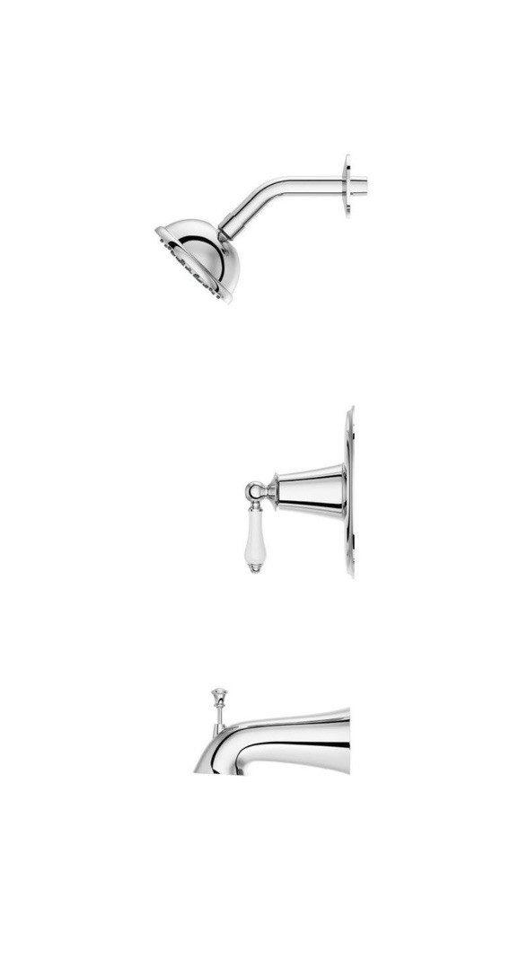 Pfister Courant Single-Handle CHROME Tub Shower Faucet w/ White Ceramic Handle gallery