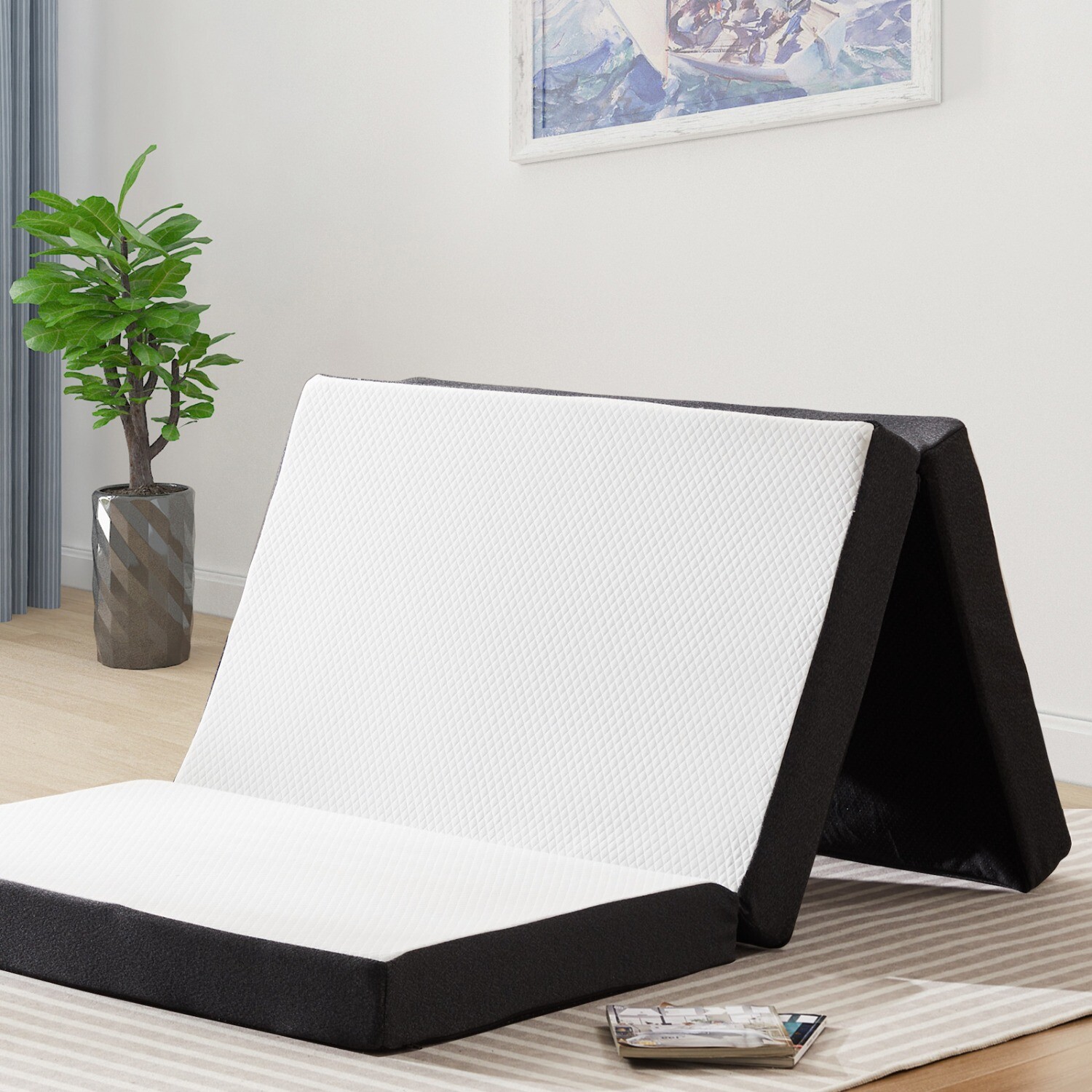 4" Tri-fold Memory Foam Mattress, Foldable Portable Floor Bed,Washable Cover gallery