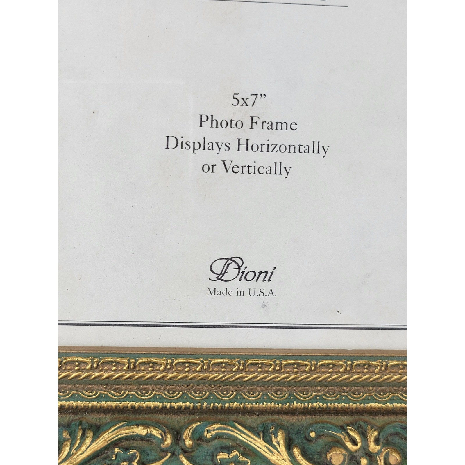 Dioni Collection 5x7 Photo Frame Ornate Baroque Gold Green Wood Made in USA gallery