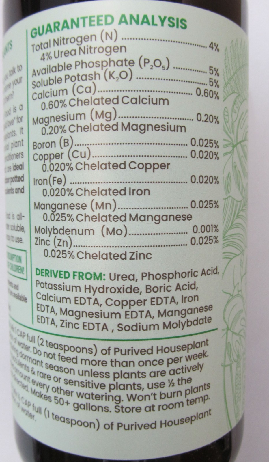 16oz BOTTLE PURIVED LIQUID CONCENTRATE HOUSEPLANT FOOD/ FERTILIZER = 50-GALLONS gallery