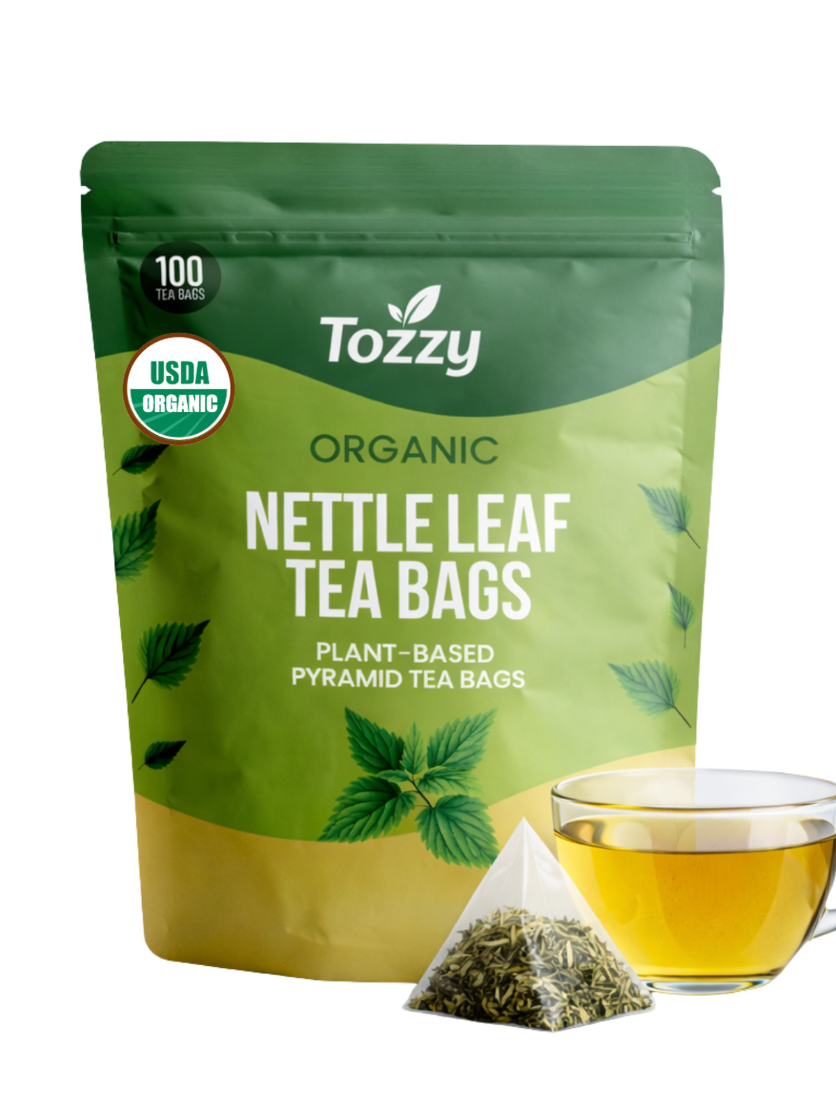 Organic Nettle Leaf Tea Bags - 100 Count (Plant-Based Pyramid Tea Bags) gallery