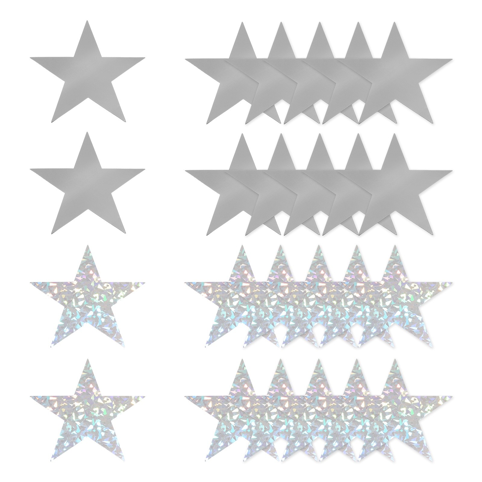 24 Pcs Stars Cutouts, 6 Inch Double Printed Paper Stars, Silver/Laser Silver gallery