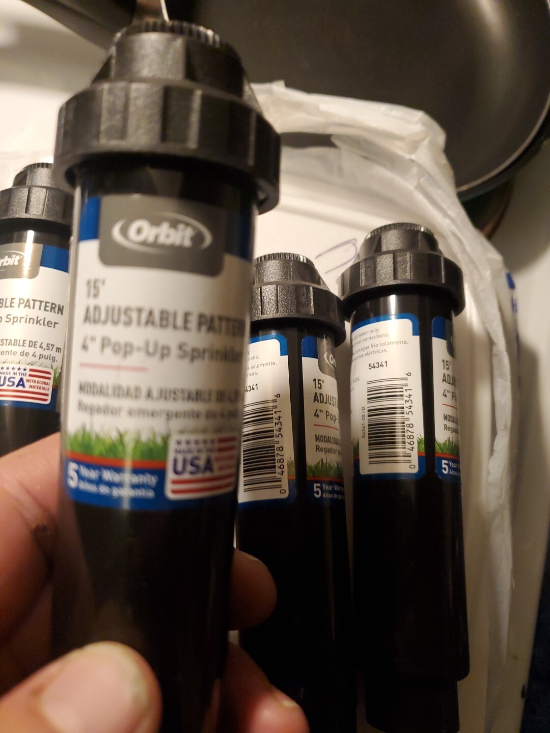 5 total Orbit 4" Pop Up Sprinkler 15' Adjustable Pattern 54341 Made in USA gallery