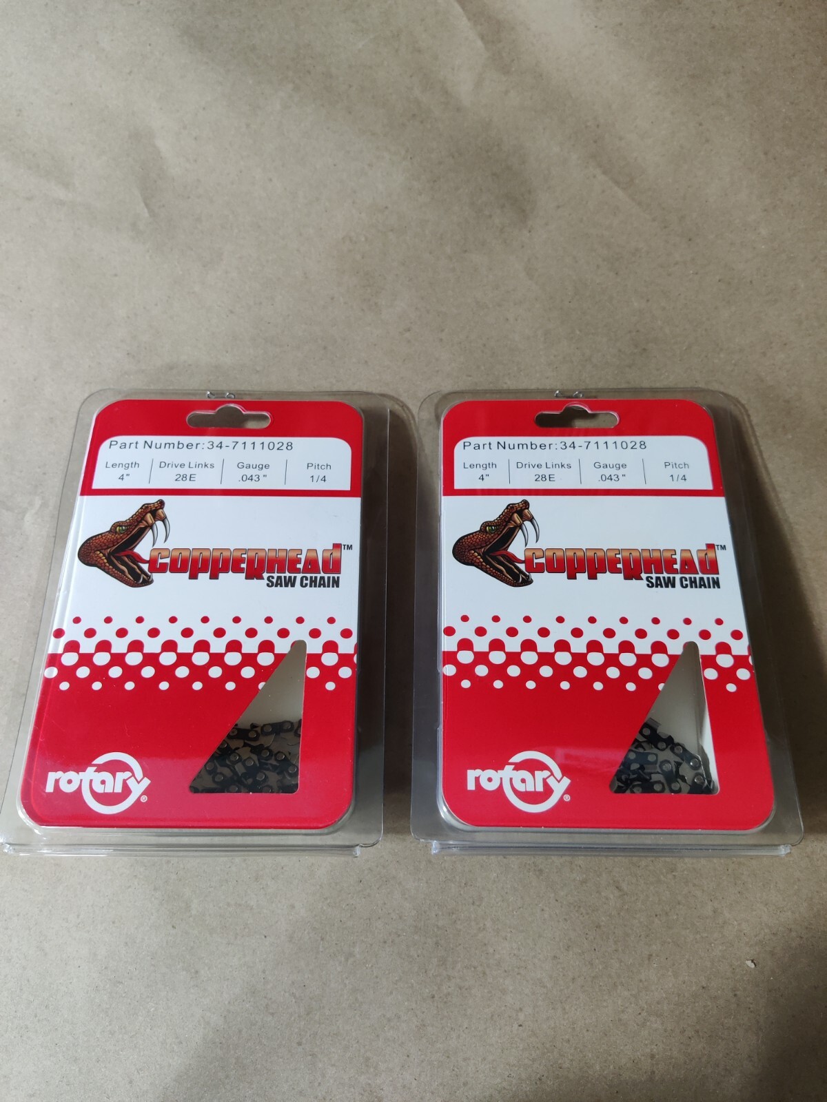 2 Pack Copperhead Chain 1/4" .043 28DL fits Stihl GTA 26 Pruner 3670-005-0028 gallery
