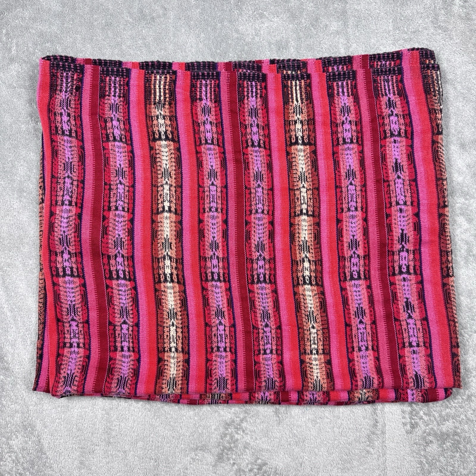 Guatemalan Hand Woven Table Runner Pink Red Stripe Textile Boho Folk Art 80x33 gallery