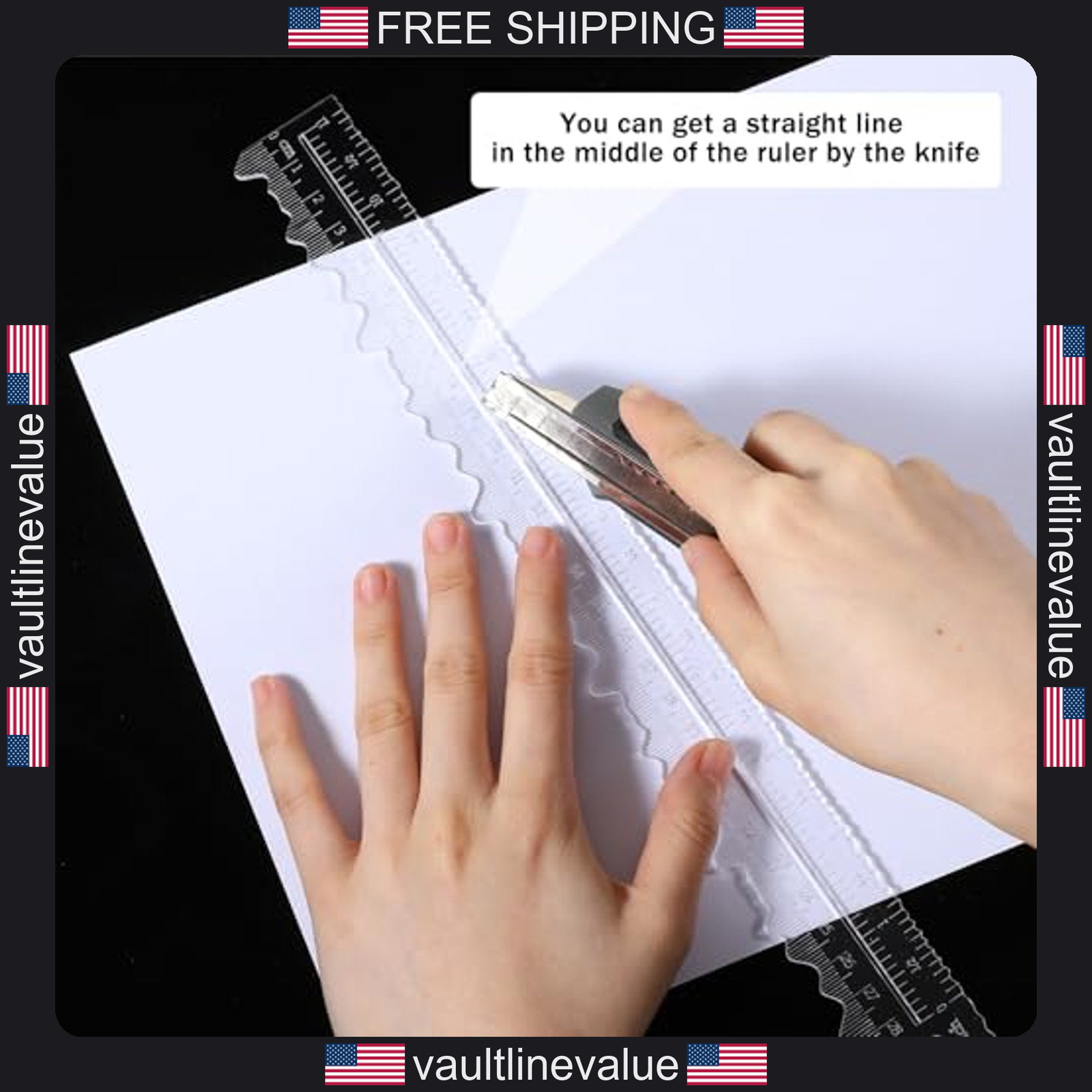 3 Pack 12 Inch Acrylic Deckle Edge Rulers 12in Paper Tearing Tool for Scrapbook gallery