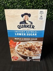 Quaker LOWER SUGAR Instant Oatmeal MAPLE & BROWN SUGAR, 8 Packets / 9.5 Oz. Box