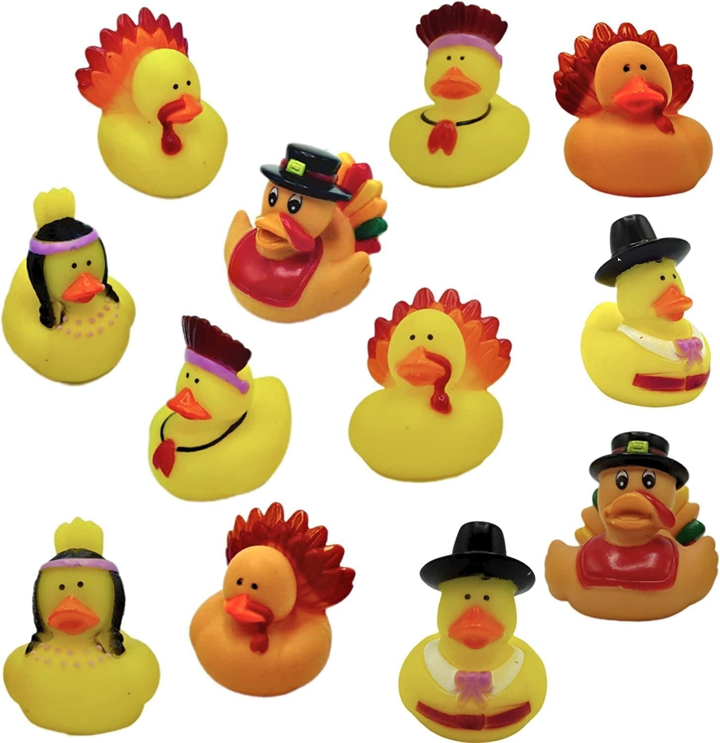 Thanksgiving Rubber Duckies 24 Pack - Turkey & Pilgrim Party Favors, Bath Toys gallery