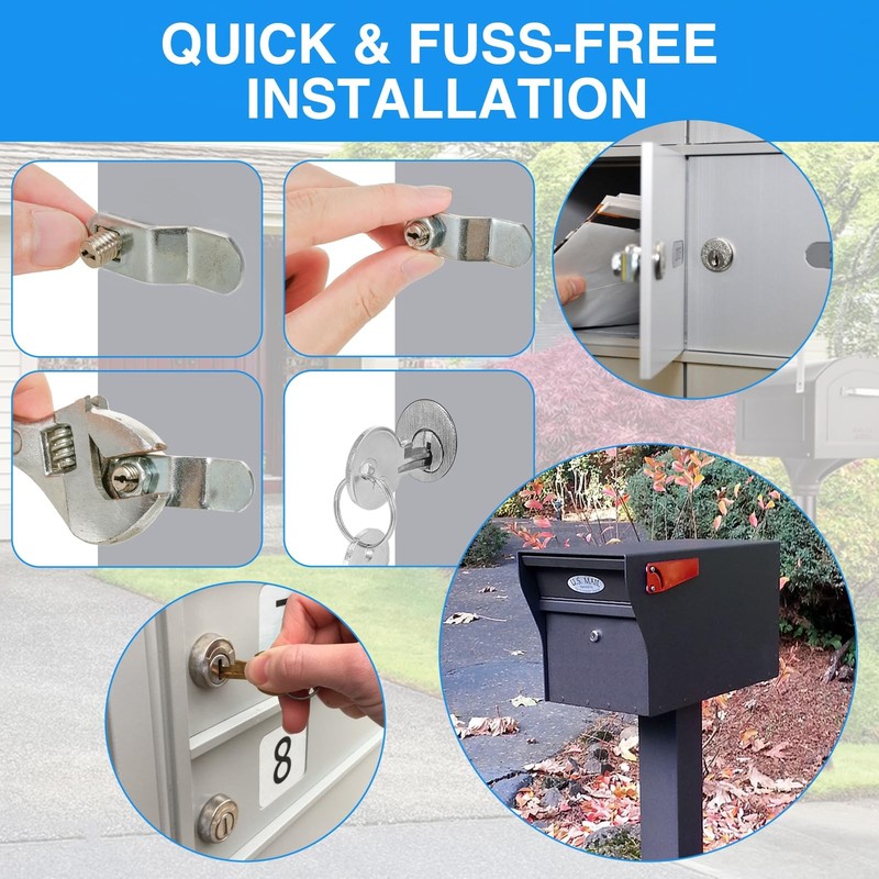 Mailbox Lock Replacement - Universal Mailbox Locks with 4 Keys - Easy to Install gallery