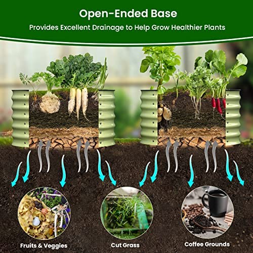 OLLE TWIN ROUND METAL GARDEN BEDS VEGETABLES 17" TALL 24" X 17" -SAGE GREEN gallery