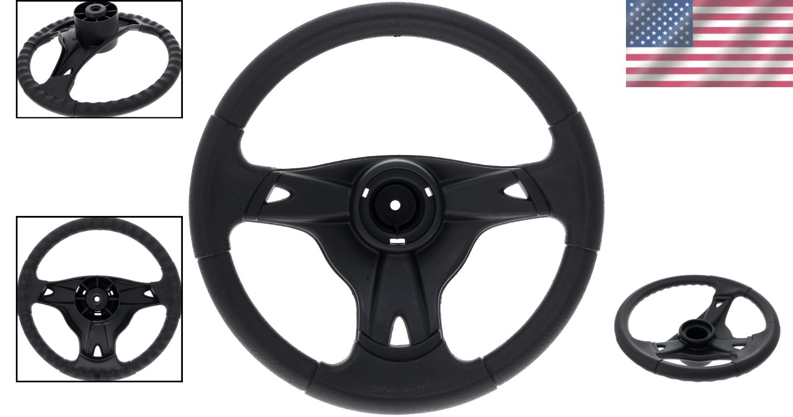Durable Black Plastic Tractor Steering Wheel 14" - Vehicle Specific Fit gallery