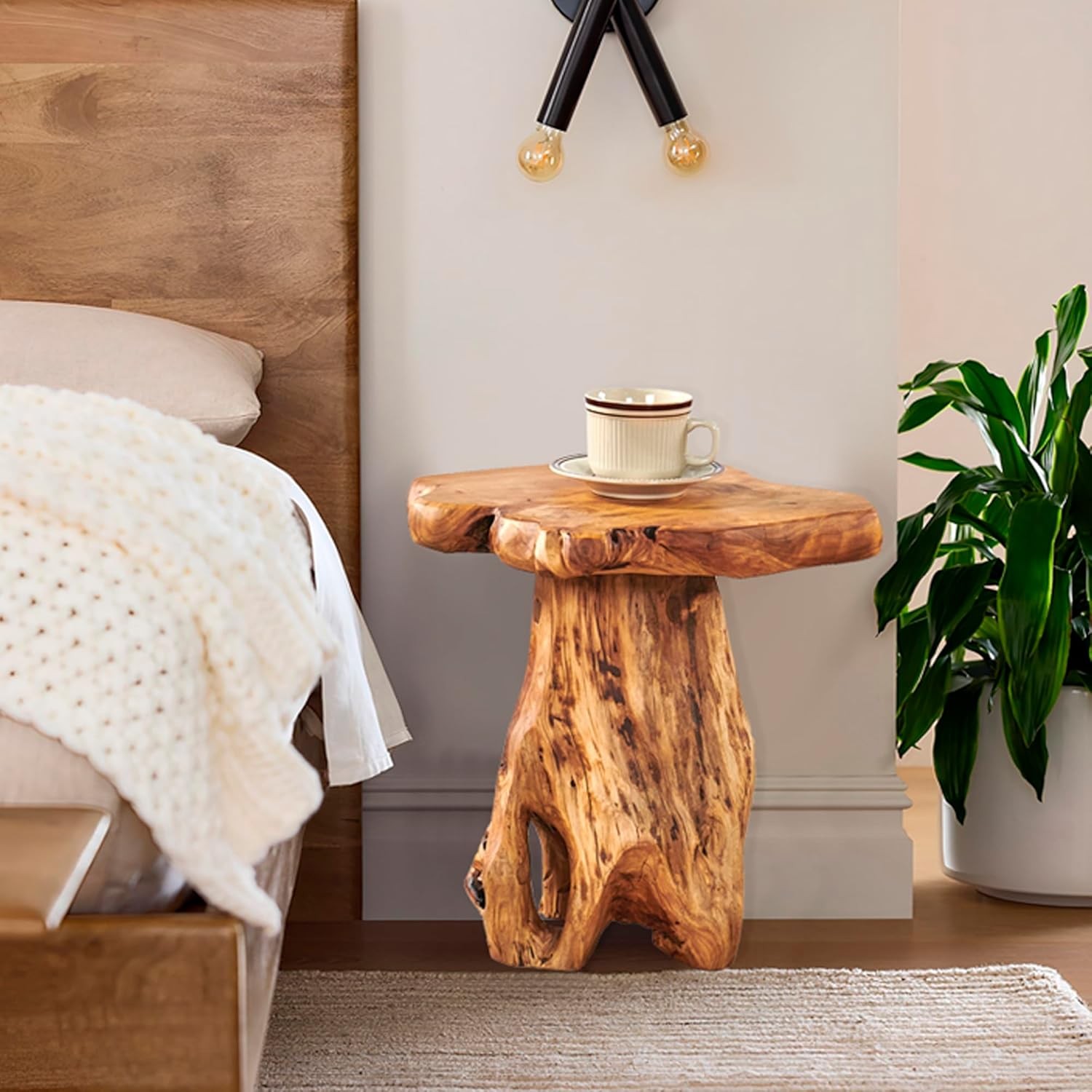 Greenage Cedar Roots Plant Stand Tree Stump End Table 13.5" x 16" x 19" H Wooden gallery