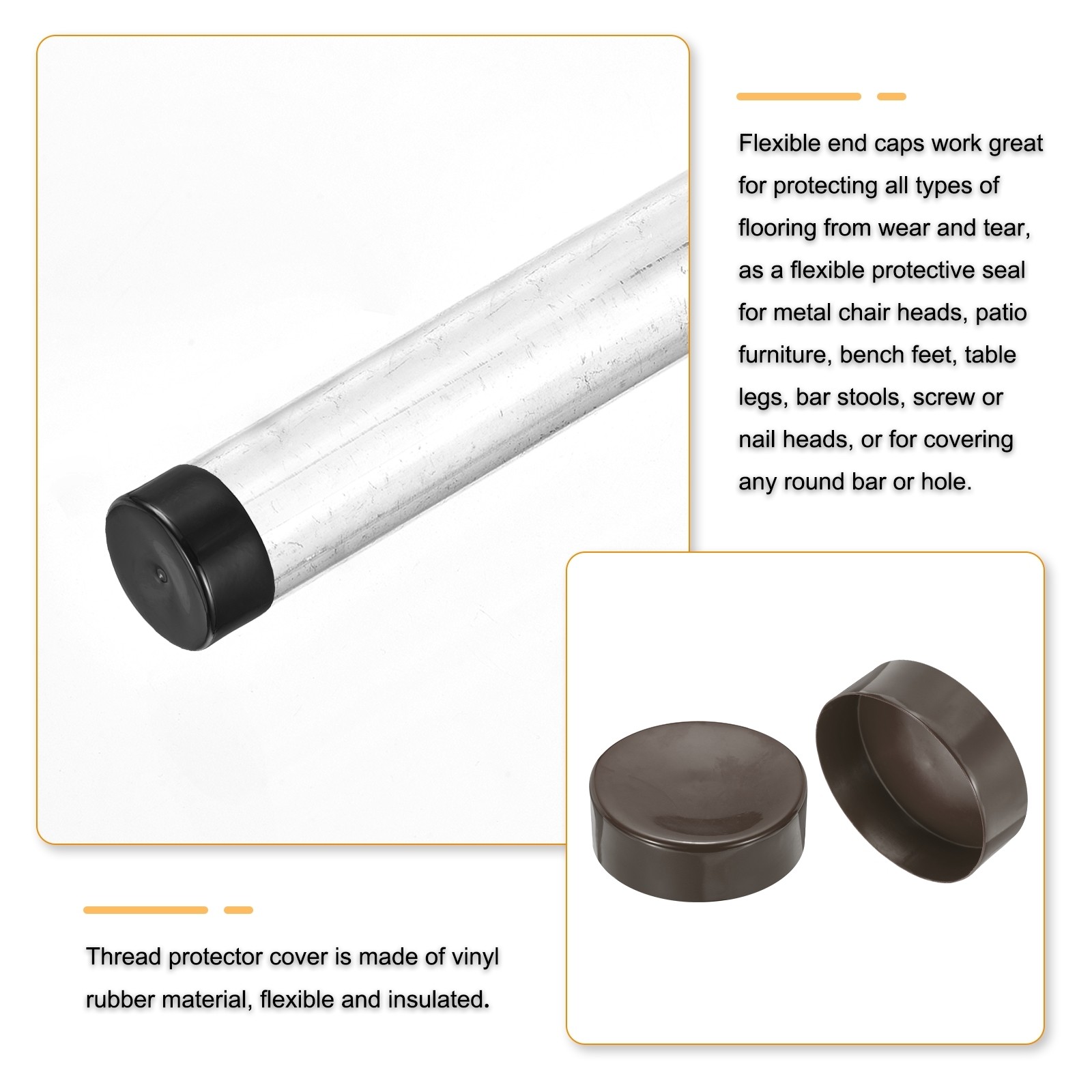 4pcs Rubber End Caps 170mm(6 11/16") End Cap Screw Thread Protectors Brown gallery