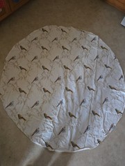 65in Threshold Round Tablecloth Bird and Leaves (Cotton)