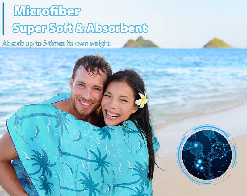 2 Pack Microfiber Thin Lightweight Beach 71"x32", 2 Tie Dye and Turtle gallery
