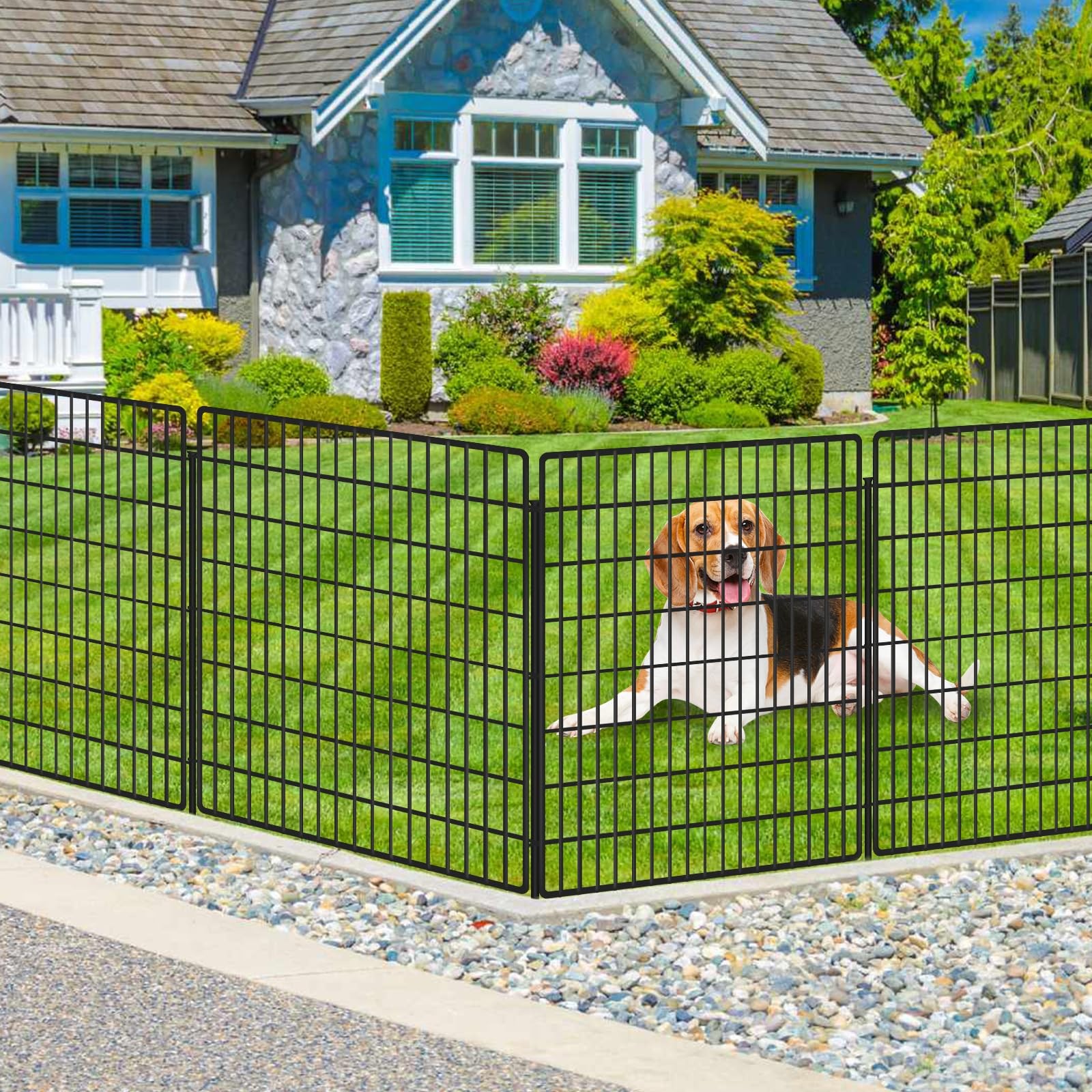 15~Panel Dog Fence, 33in x 36ft, Rustproof No~Dig Garden Barrier gallery