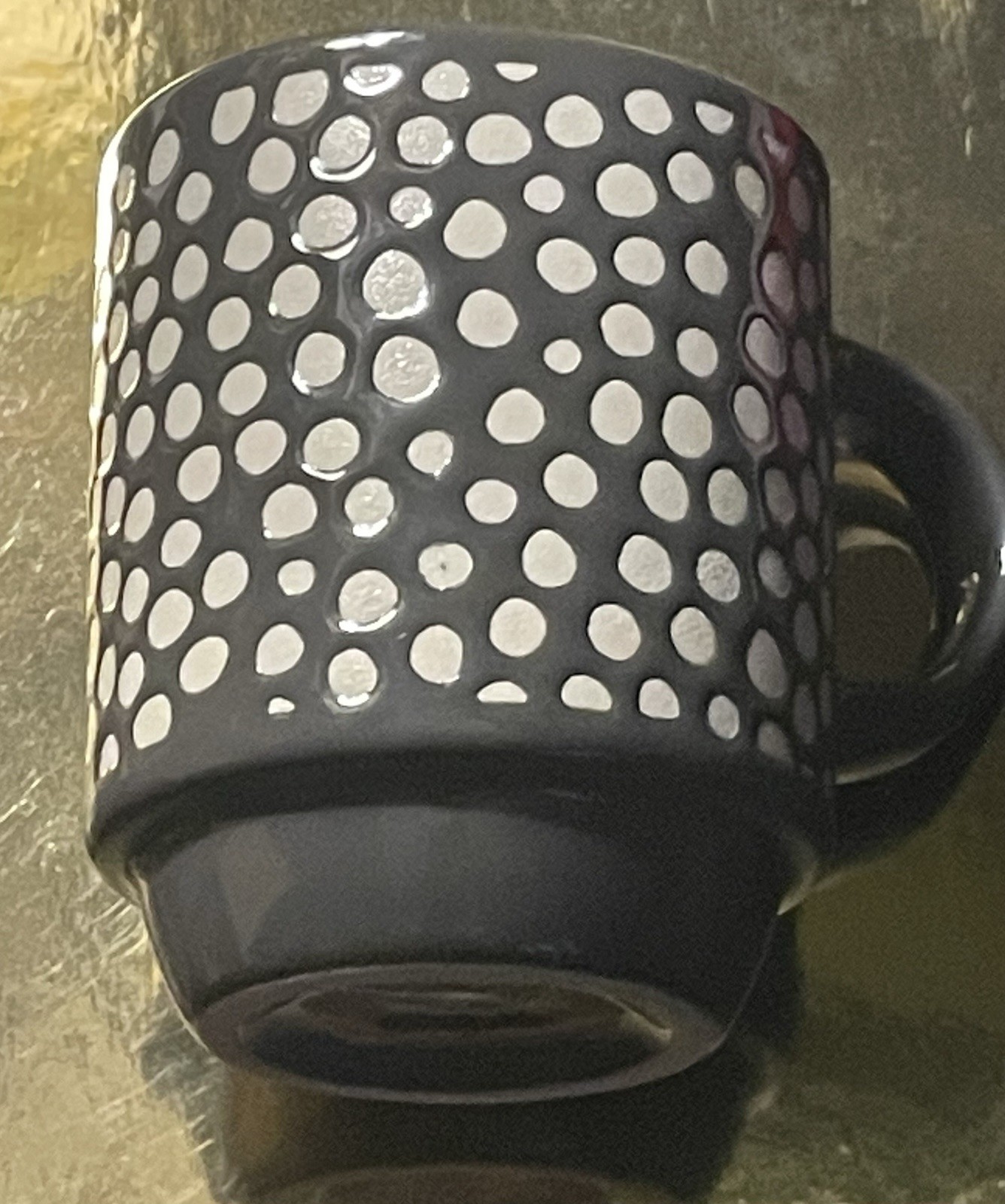 Small Grey espresso saucer mug With With White Polka Dots. gallery