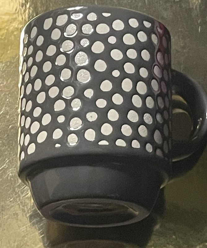 Small Grey espresso saucer mug With With White Polka Dots. gallery