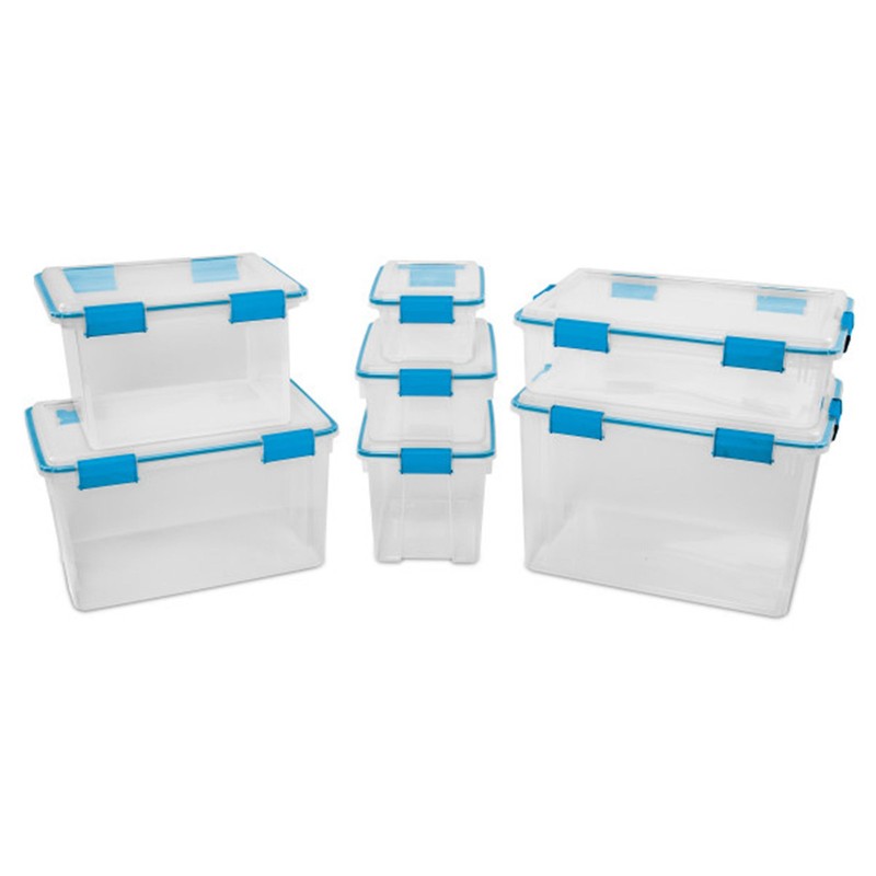 Sterilite 7.5 Quart Gasket Box, Stackable Storage Bin with Latching Lid, 6 Pack gallery