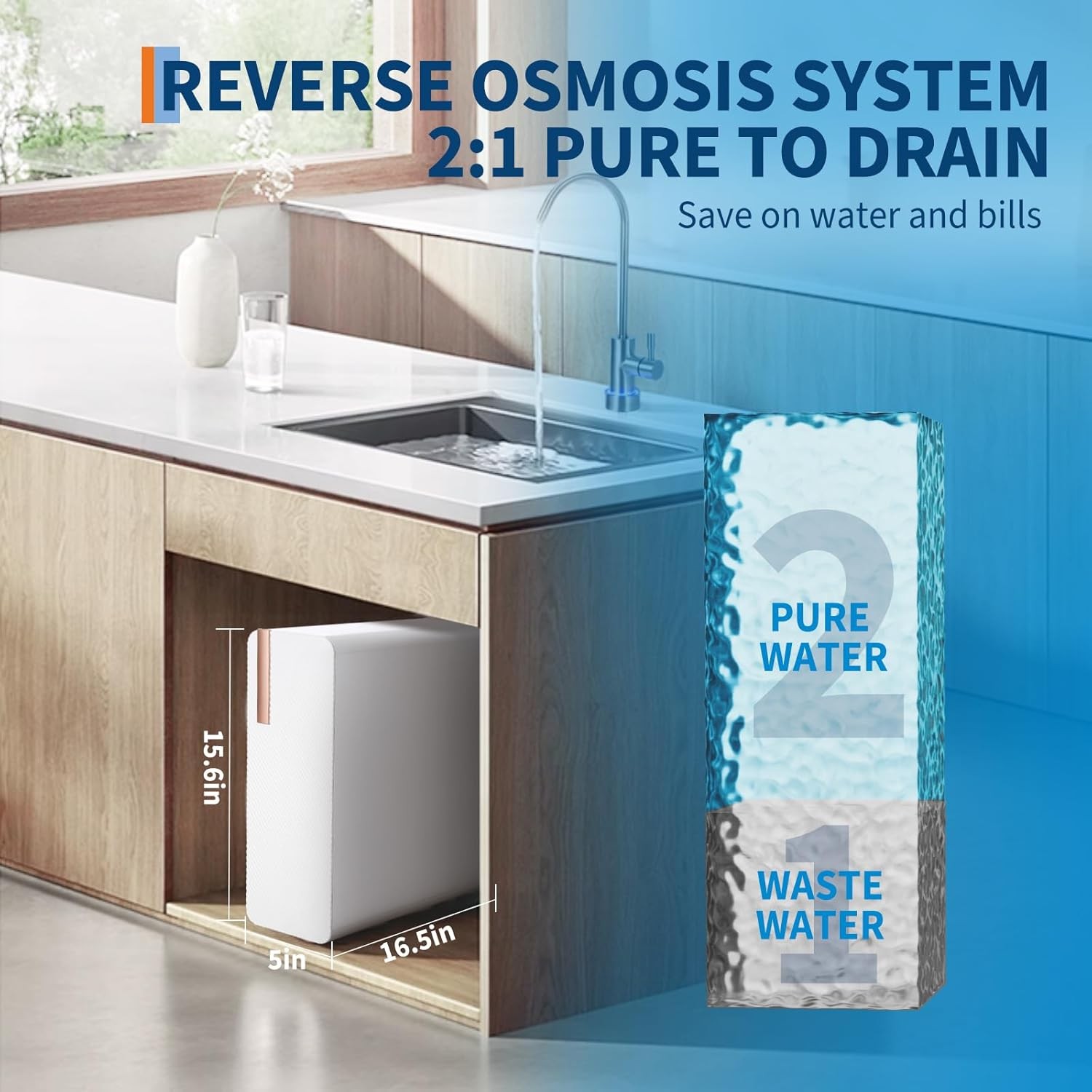 600 GPD Tankless Reverse Osmosis Under-Sink Water Filter Filtration System gallery