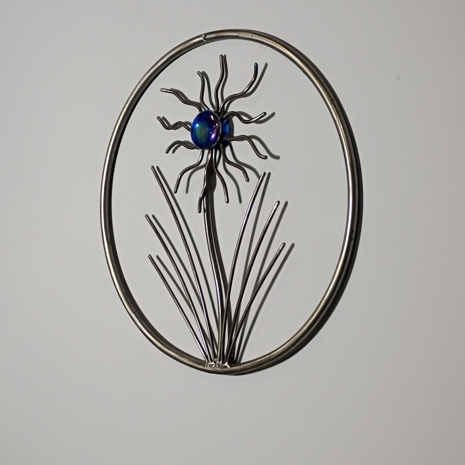 Mark R English Abstract MidCentury Modern Starburst Hanging Sculpture Blue glass gallery