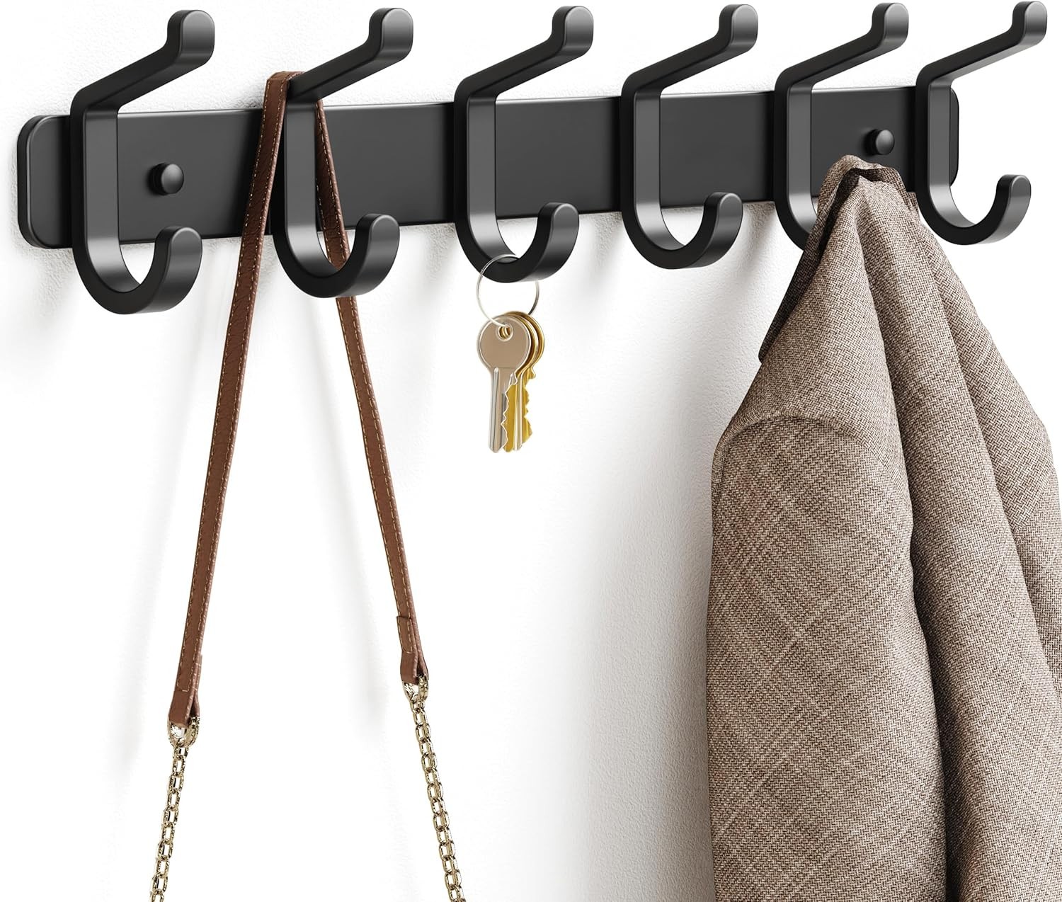 Coat Rack Wall Mounted Heavy-Duty Metal Coat Hanger 6 Hooks Hanging Hat Clothes gallery
