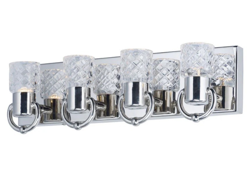 NOS Maxim Lighting Crystol 4 Light Hand Cut Crystal Bath Vanity Wall Fixture 18"