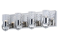 NOS Maxim Lighting Crystol 4 Light Hand Cut Crystal Bath Vanity Wall Fixture 18″