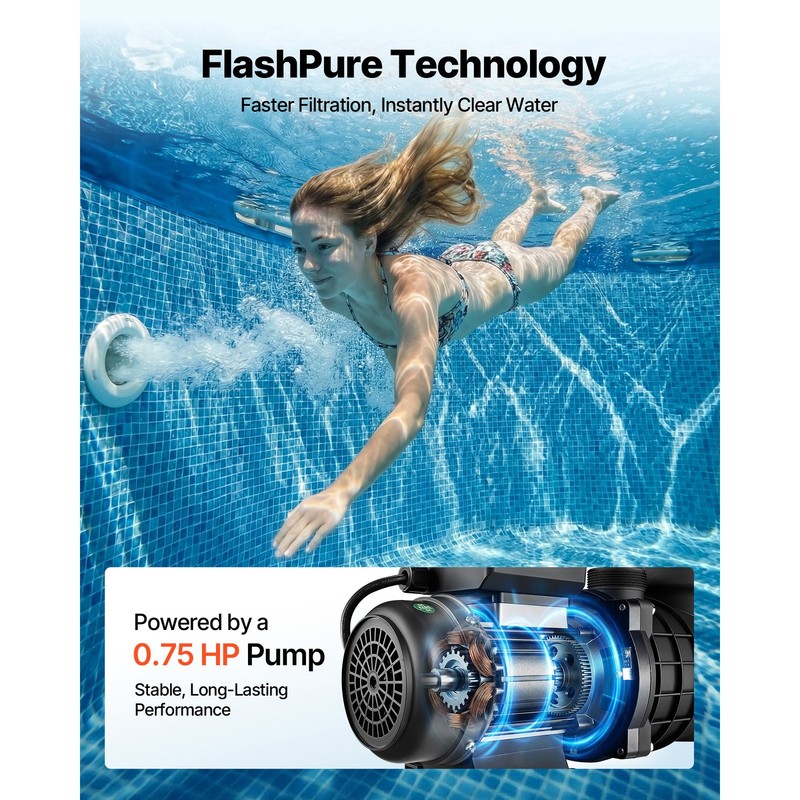 Uimoso 14" Sand Filter Pump with Timer, 0.75HP, 3500 GPH for Above Ground Pools gallery