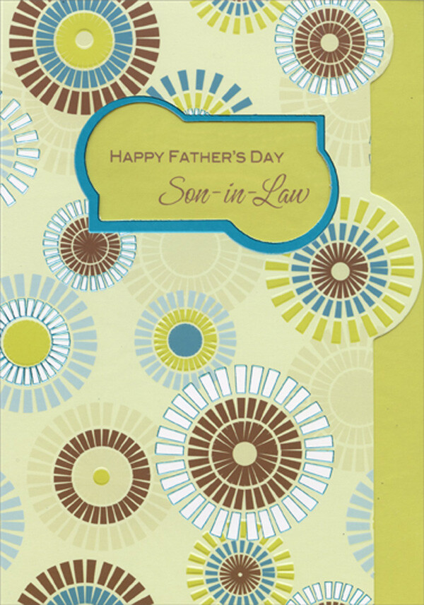 Brown Blue and Yellow Circular Patterns Father's Day Card for Son-in-Law