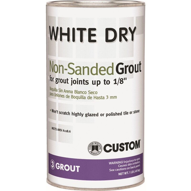 Custom WHITE DRY In/Outdoor NON-SANDED GROUT Joint 1 lb. Won't Scratch WDG1-6 gallery