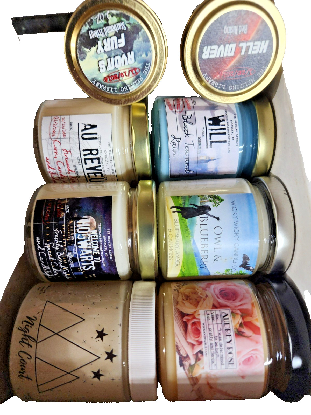 Owlcrate 8 Fabled ~Scented Candle Bundle~ lot of 6- 4oz in glass jar~ plus 2-2oz gallery