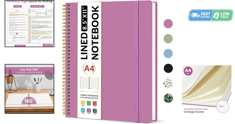 Large A4 Journaling Notebook - 100 Pages, No-Bleed Paper with Elastic Closure gallery