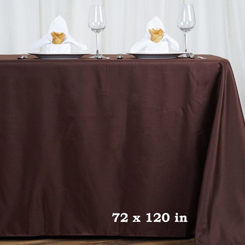 CHOCOLATE BROWN 72x120 RECTANGLE POLYESTER TABLECLOTH Wedding Kitchen Linens gallery