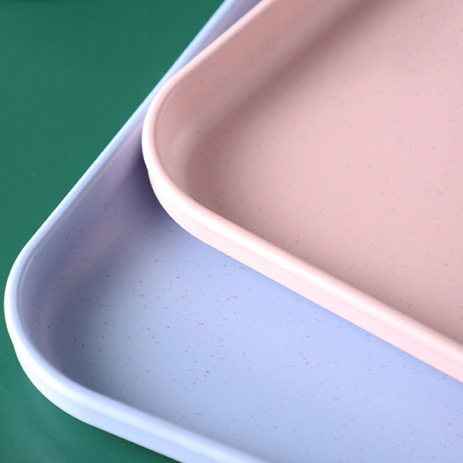 Eco-friendly Rectangular Tray Plastic Storage Wheat Straw Tray Restaurant gallery