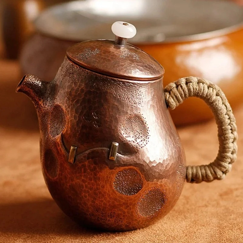Pure Copper Tea Pot Milk Coffee Teaware Filter Weave Heat Handle Teapot Wine Set gallery