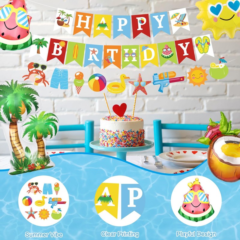 Summer Pool Beach Party Decorations, Splash Birthday Bash Party Supplies Tropica gallery
